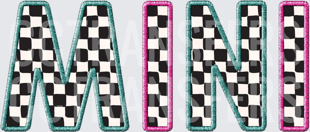 Checkered Patch Letter MINI Embroidery Style (DTF)