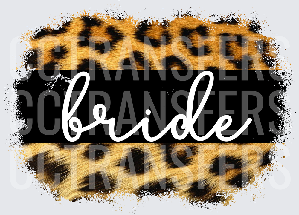 Bride Leopard Print Brush Stroke Script (DTF)