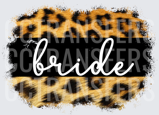 Bride Leopard Print Brush Stroke Script (DTF)