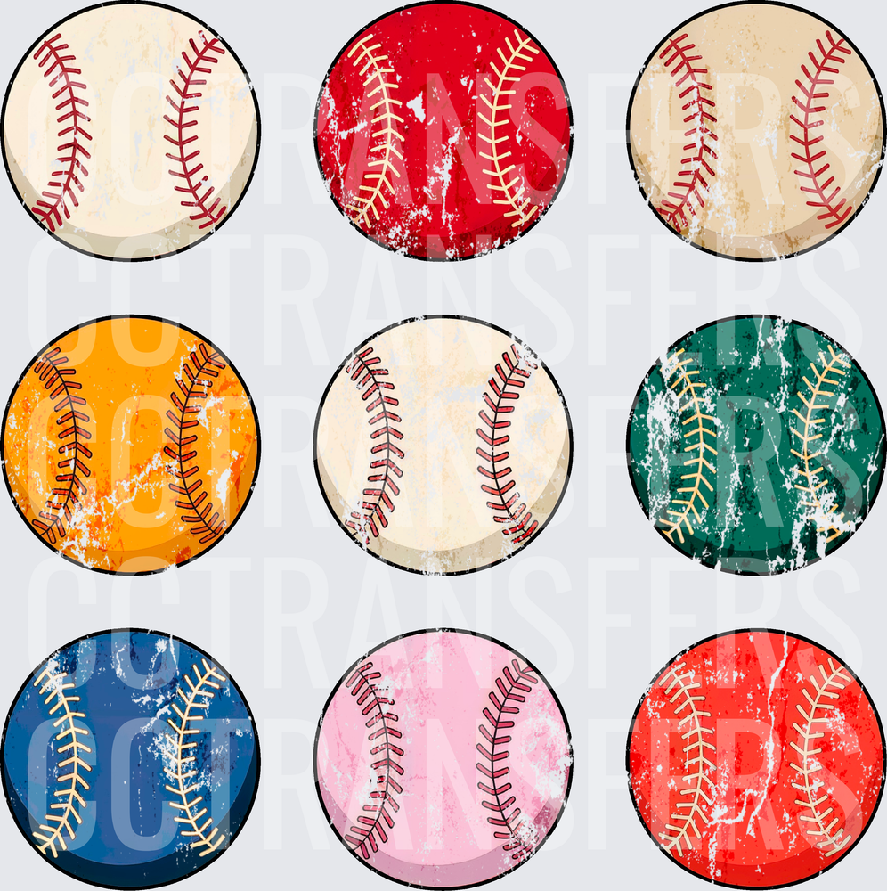 Distressed Grunge Baseball Set Nine Colors (DTF)