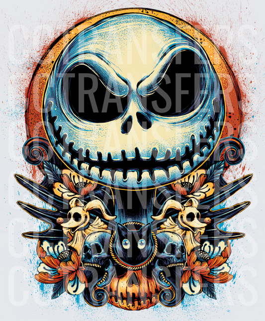 Spooky Skull King Moon Roses Black Cat Pumpkin (DTF)