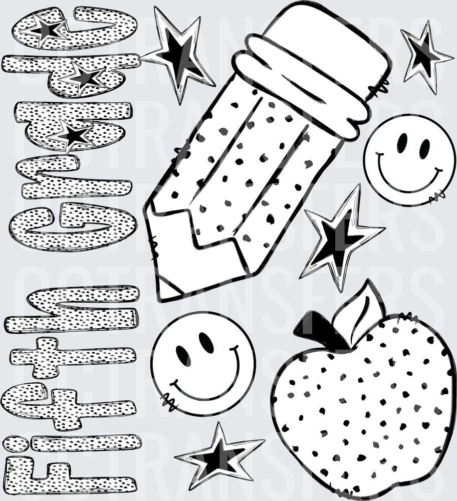 Dotted Pencil Apple Smiley Stars Back To School Bundle (DTF)