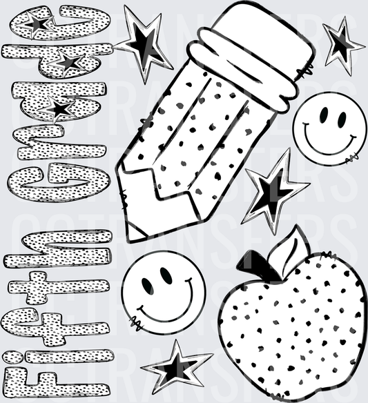 Dotted Pencil Apple Smiley Stars Back To School Bundle (DTF)