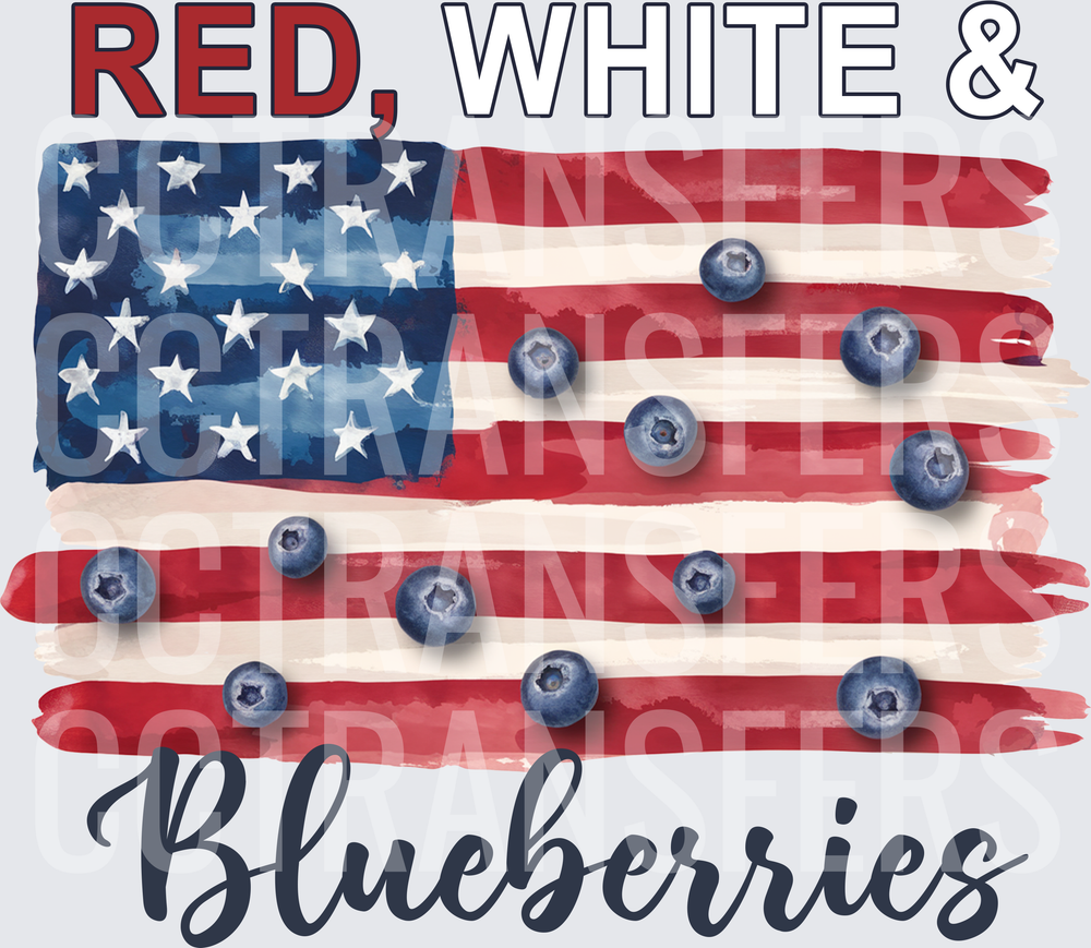 Red White & Blueberries Patriotic American Flag (DTF)