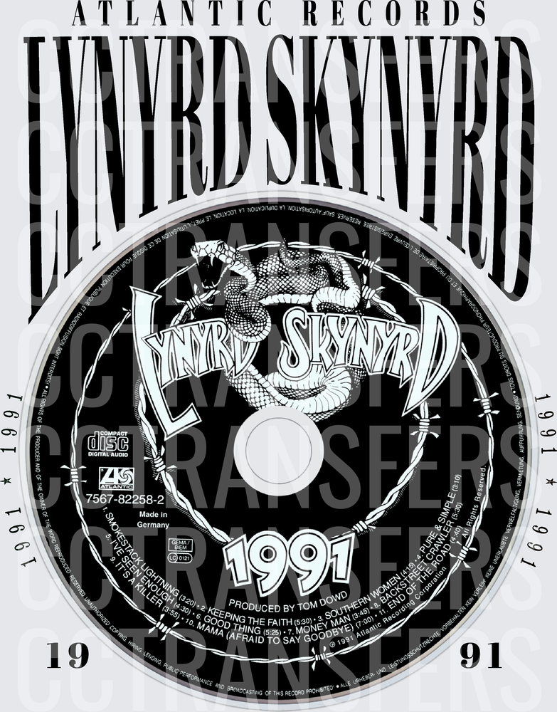Lynyrd Skynyrd 1991 Atlantic Records CD Label Design (DTF)