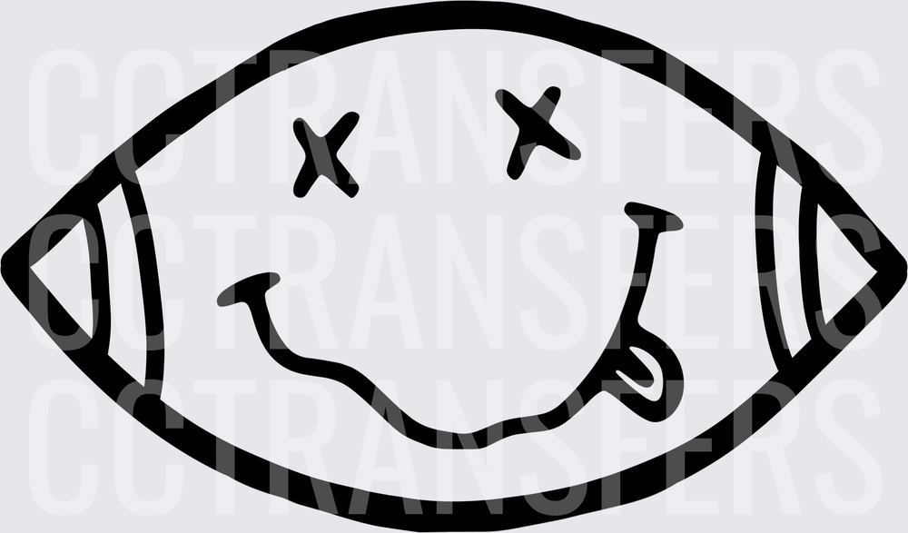 Dizzy Face Football Black Outline (DTF)