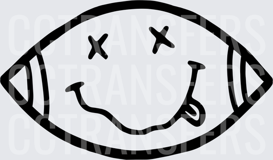 Dizzy Face Football Black Outline (DTF)