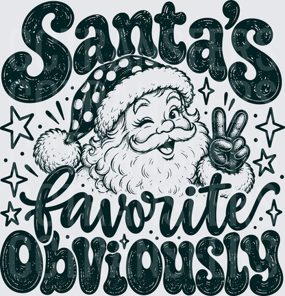 Santa's Favorite Obviously Winking Peace Sign (DTF)