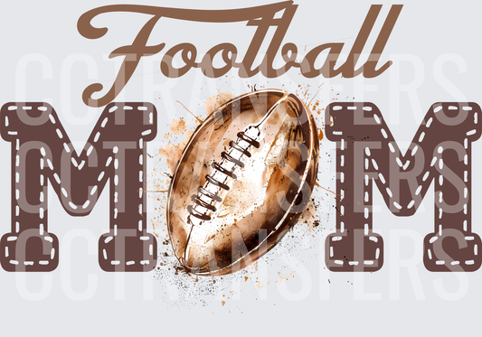 Football Mom Watercolor Varsity Letter Design (DTF)