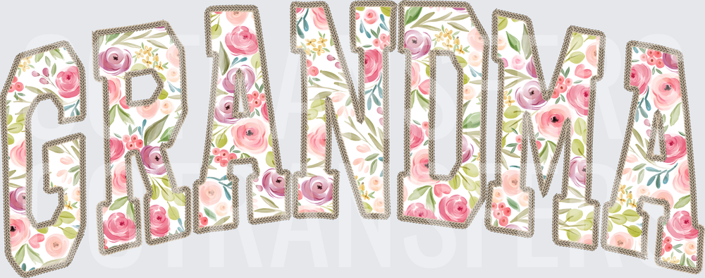 Grandma Floral Rope Border Block Letters (DTF)
