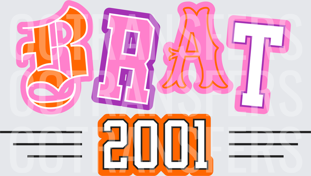 Brat 2001 Mixed Font Bold Lettering (DTF)