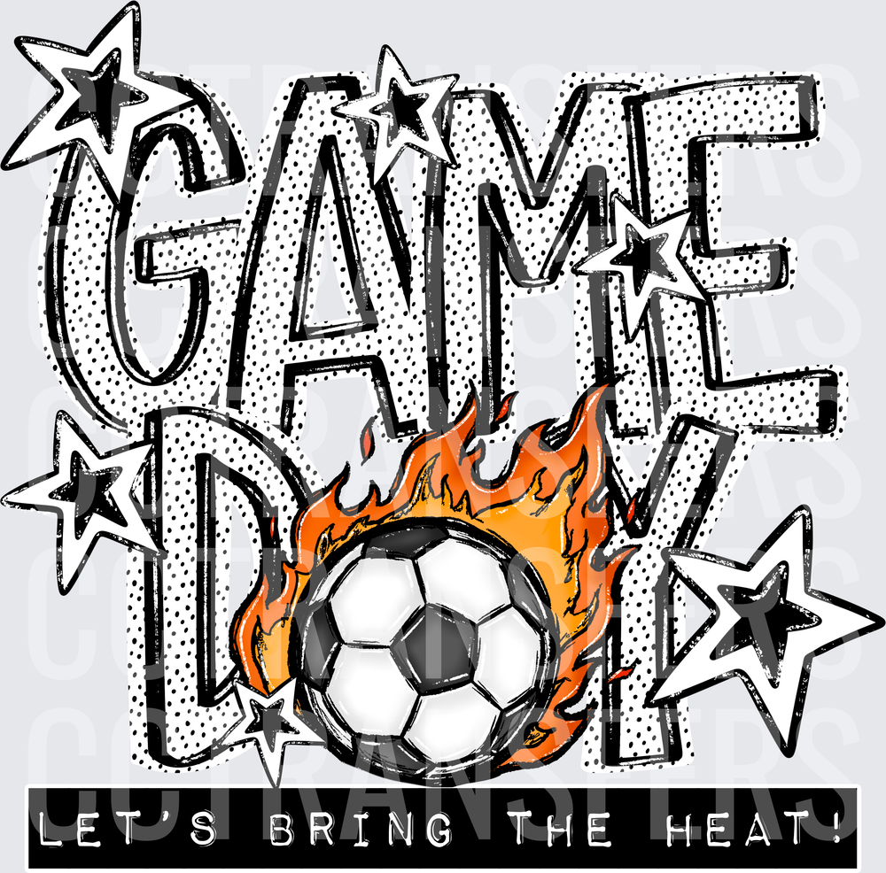 Game Day Let's Bring The Heat Flaming Soccer Ball (DTF)