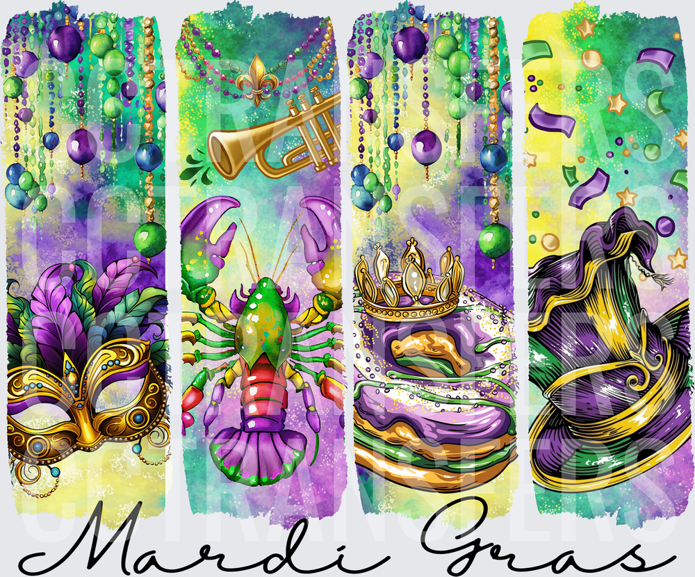 Mardi Gras Four Panel Mask Crawfish King Cake Hat (DTF)