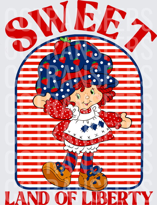Sweet Land Of Liberty Retro Strawberry Girl (DTF)