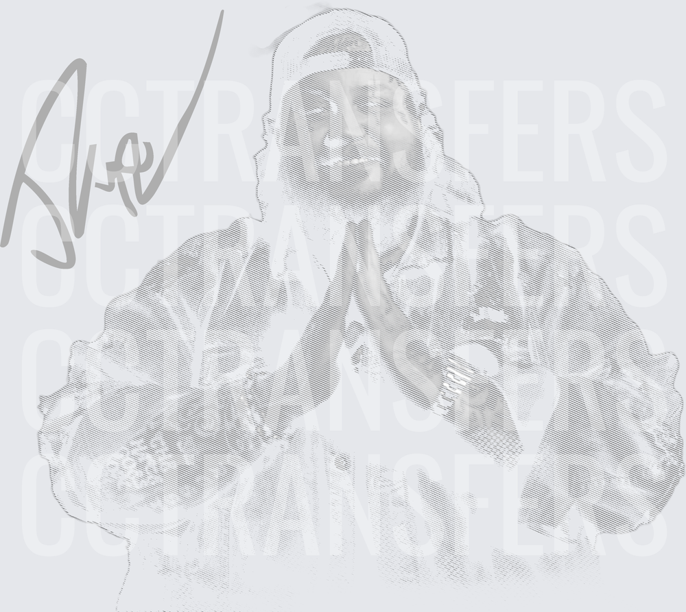 Smiling Man Praying Hands Cap Signature Halftone (DTF)