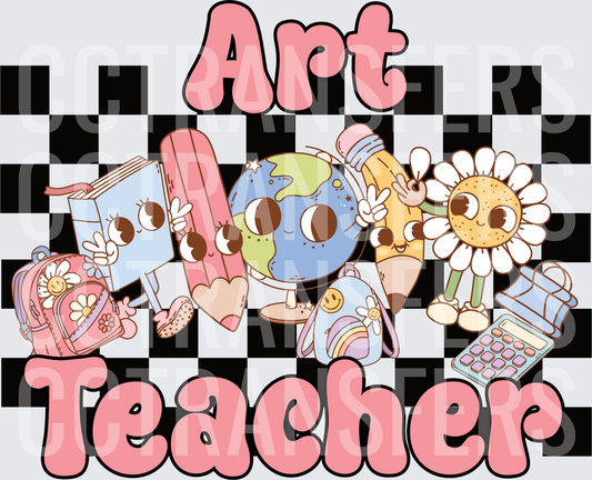 Art Teacher Retro Groovy School Characters (DTF)