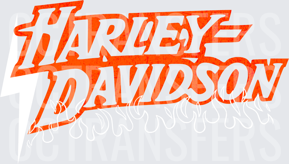 Harley-Davidson Bold Distressed Orange Script Logo (DTF)