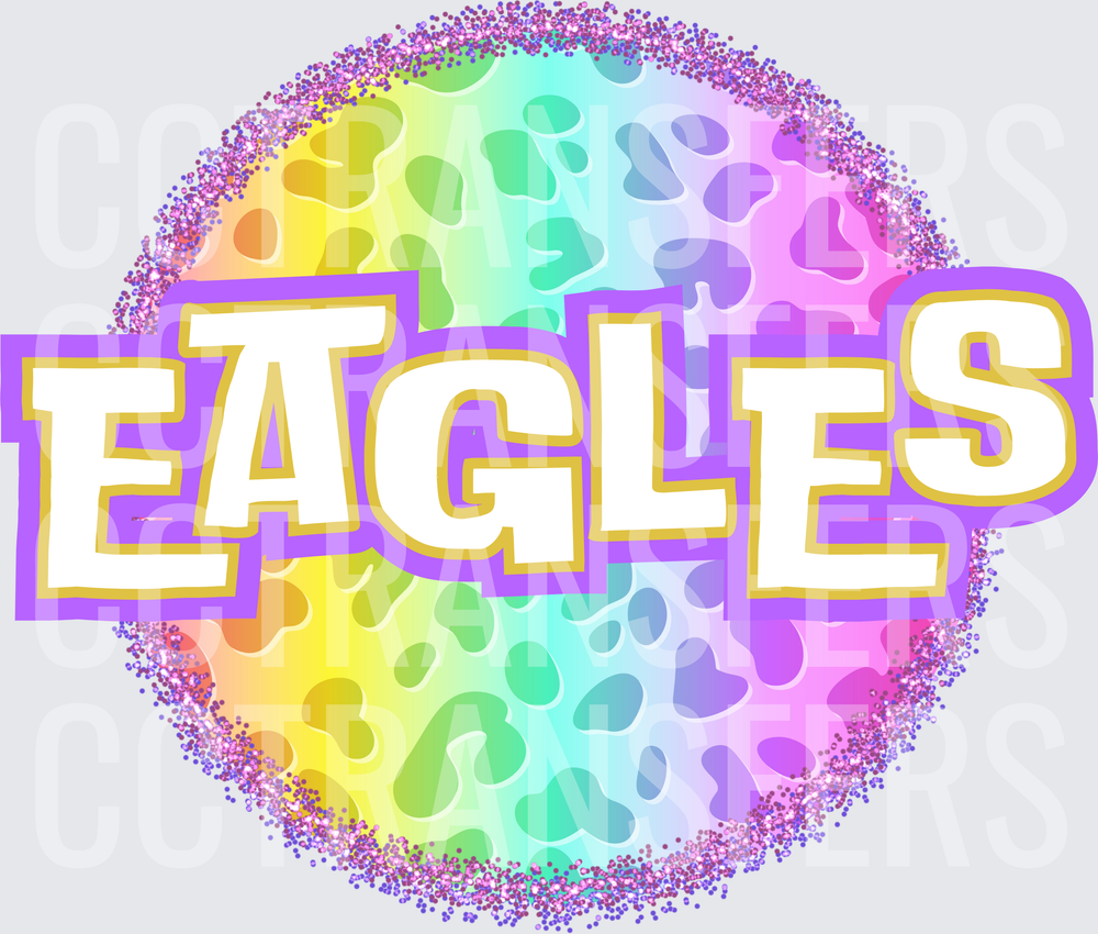 Eagles Rainbow Leopard Glitter Circle (DTF)