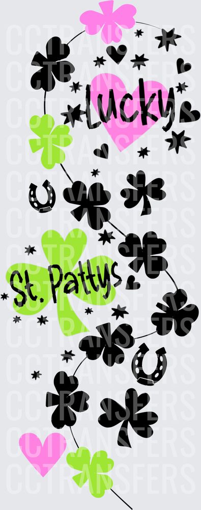 Lucky St. Pattys Shamrock Swirl Hearts Horseshoe (DTF)