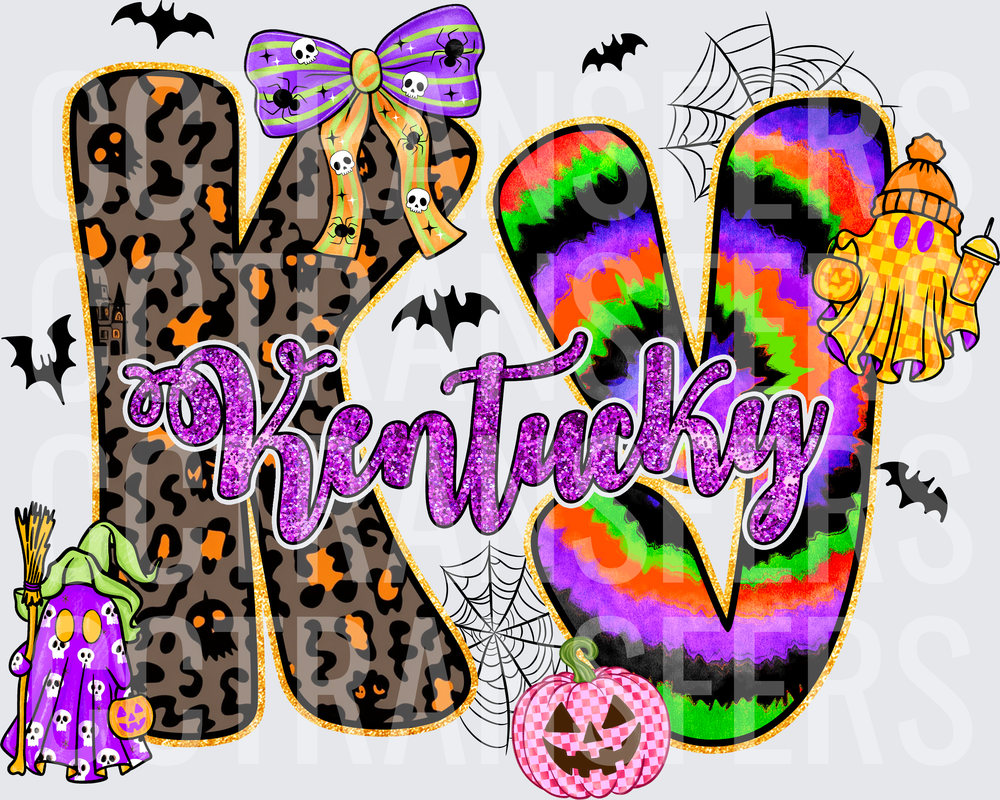 Kentucky Halloween KY Leopard Tie-Dye Letters (DTF)