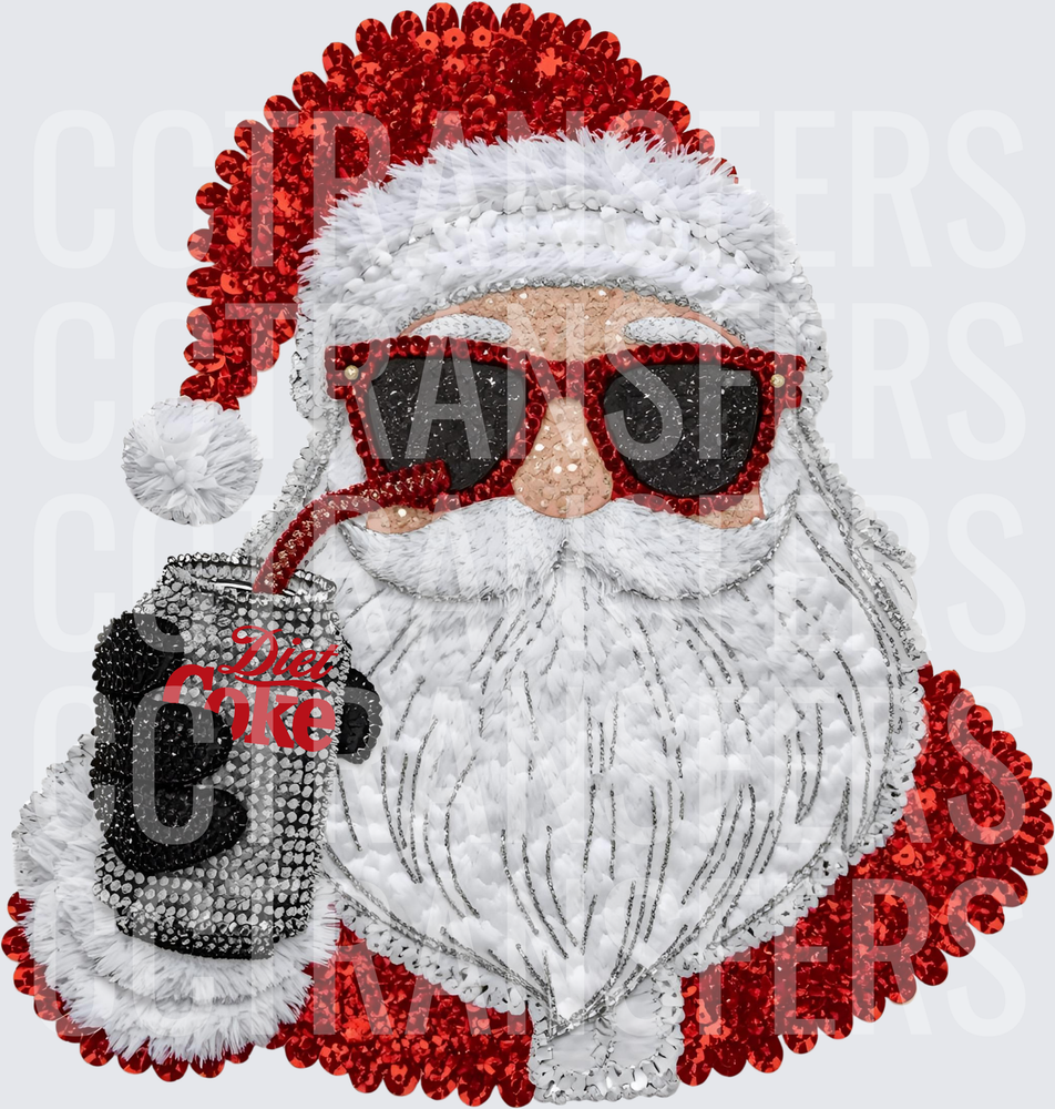 Sequin Santa Sunglasses Diet Coke Can Christmas (DTF)