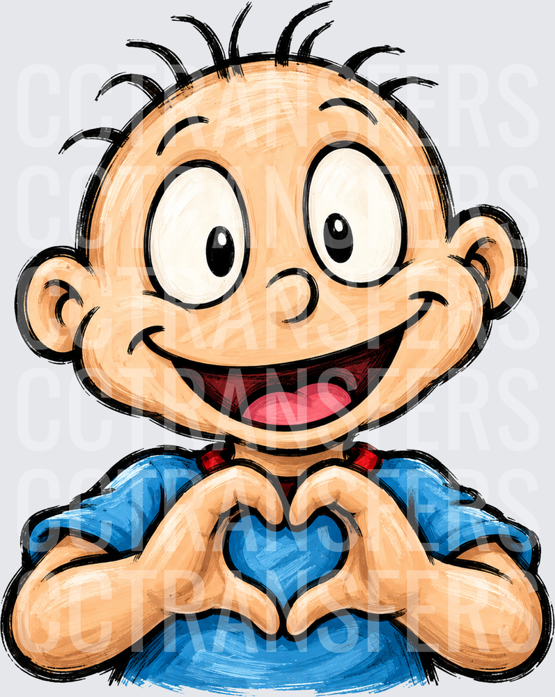 Cartoon Baby Boy Making Heart Shape With Hands (DTF)