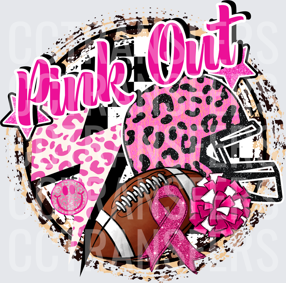 Pink Out Football Breast Cancer Awareness Leopard Print (DTF)