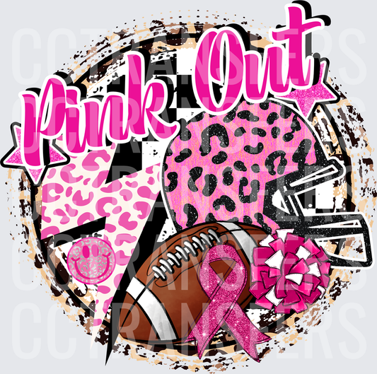 Pink Out Football Breast Cancer Awareness Leopard Print (DTF)