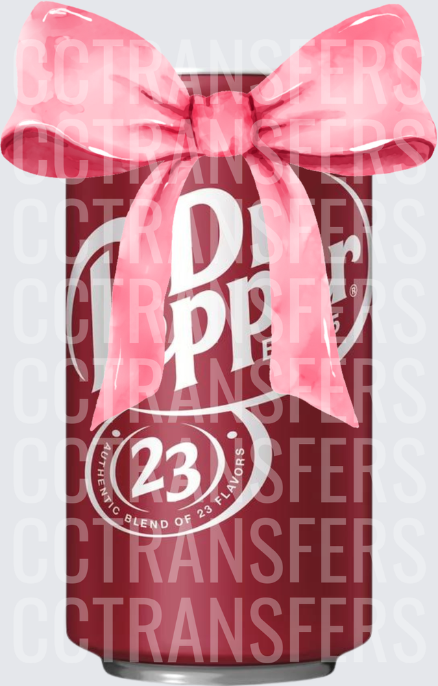 Dark Cherry Soda Can With Pink Watercolor Bow (DTF)