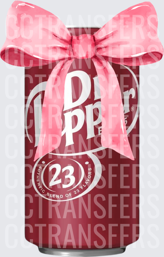 Dark Cherry Soda Can With Pink Watercolor Bow (DTF)