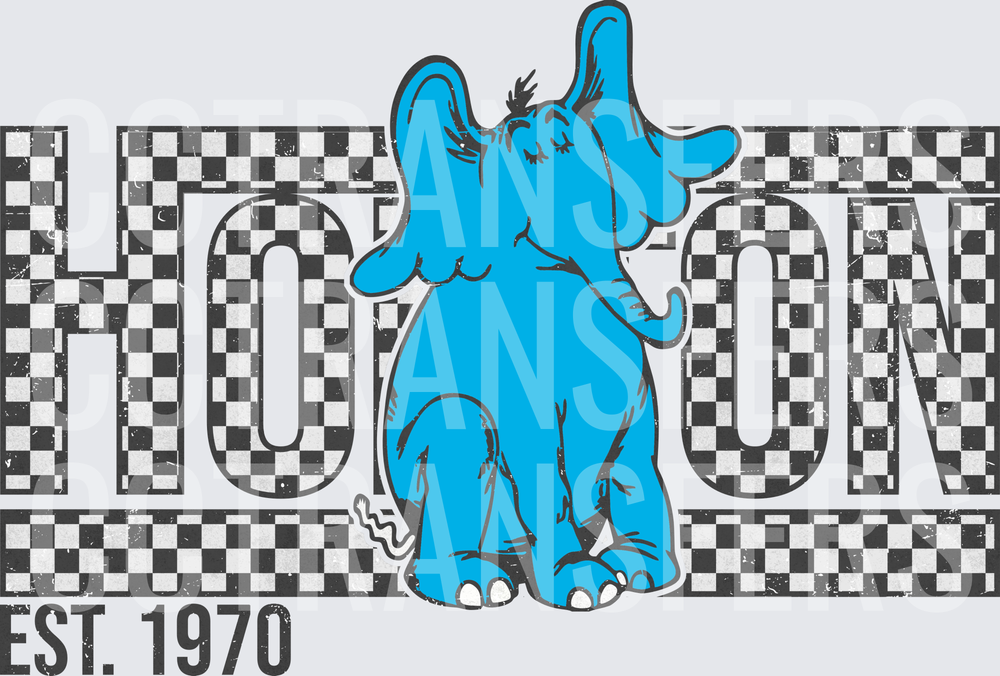 Horton Est. 1970 Blue Elephant Checkered Distressed (DTF)