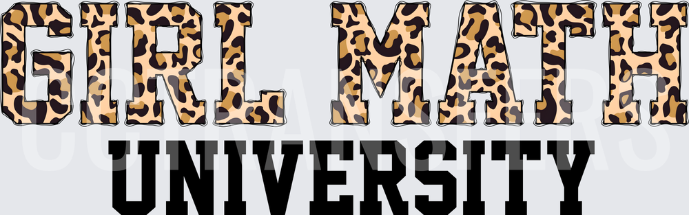 Girl Math University Leopard Print Bold Text (DTF)