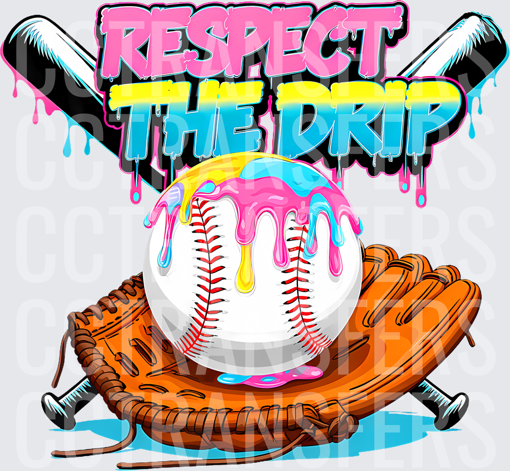 Respect The Drip Baseball Glove Crossed Bats Drip (DTF)