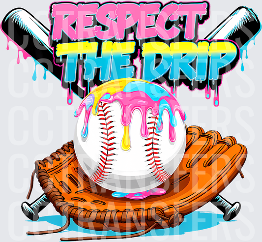 Respect The Drip Baseball Glove Crossed Bats Drip (DTF)