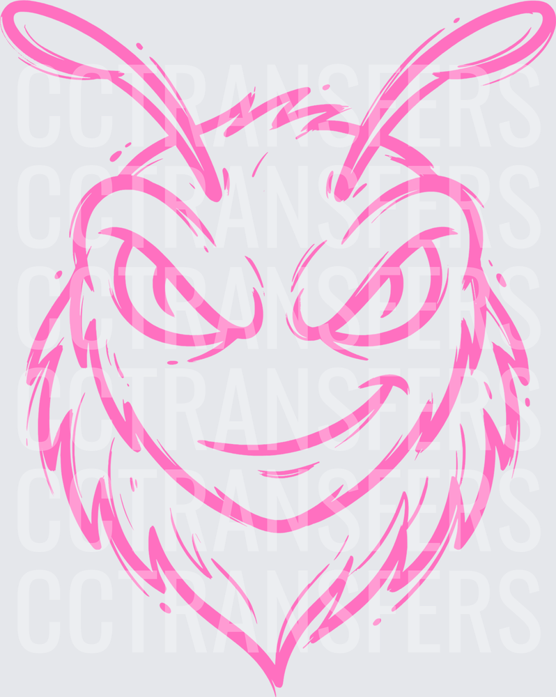 Pink Fuzzy Villain Bee Face Smirking Antennae (DTF)
