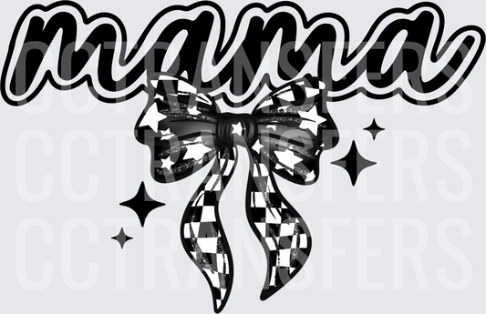 Mama Bold Script Checkered Glitter Bow Sparkles (DTF)