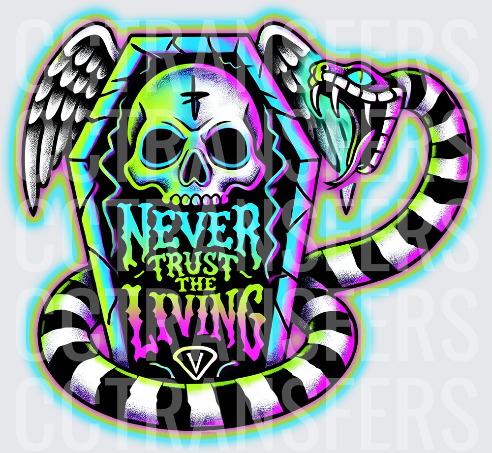 Never Trust The Living Skull Snake Wings Neon (DTF)