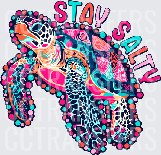 Stay Salty Colorful Sea Turtle Bubble Border (DTF)