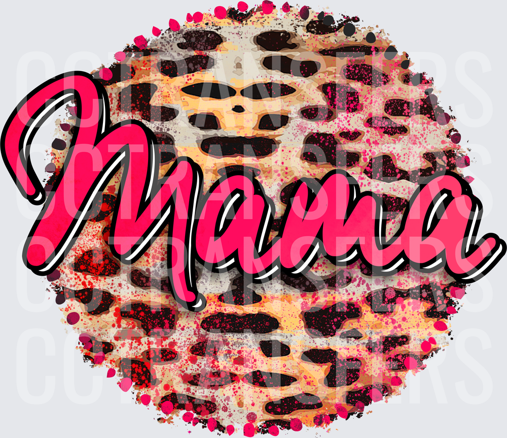 Mama Leopard Print Baseball Hot Pink Script (DTF)