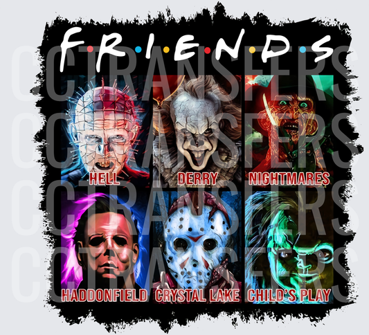 Horror Icons Friends Parody Six Killers Halloween (DTF)