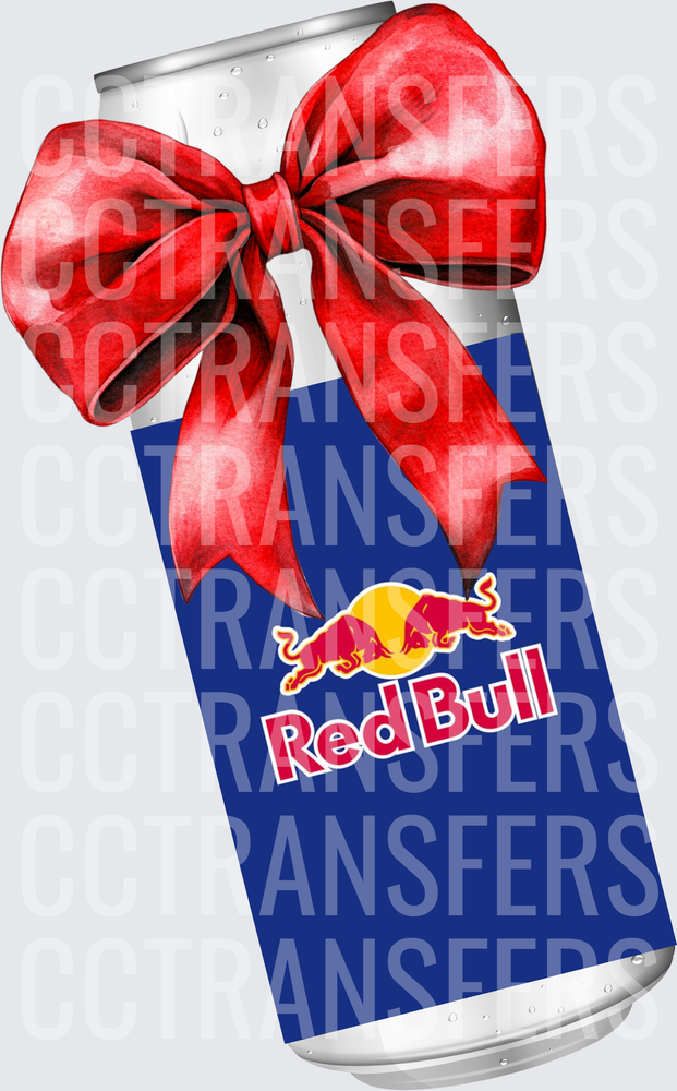 Energy Drink Can With Red Gift Bow Holiday (DTF)