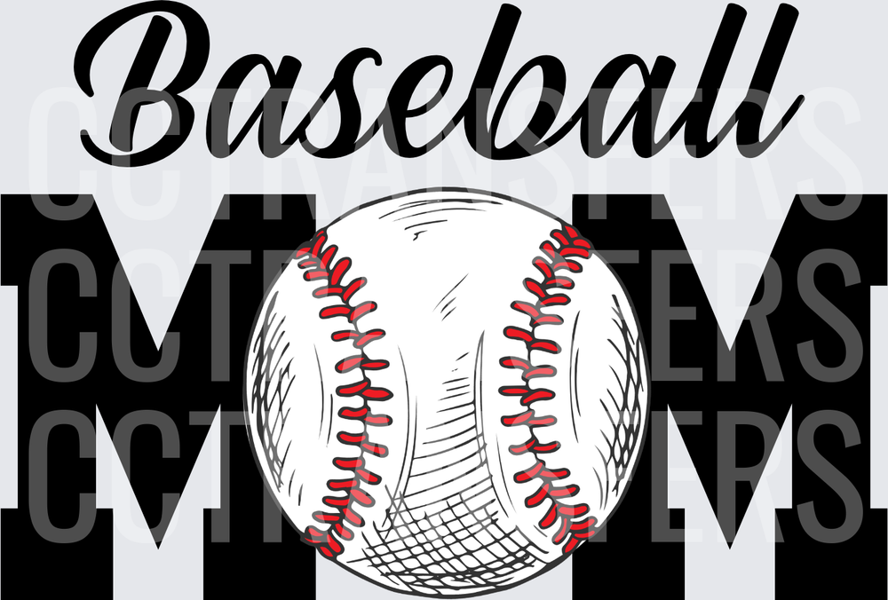 Baseball Mom Sketch Ball Graphic (DTF)