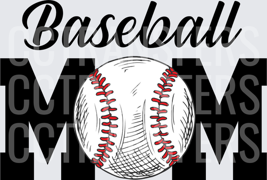 Baseball Mom Sketch Ball Graphic (DTF)