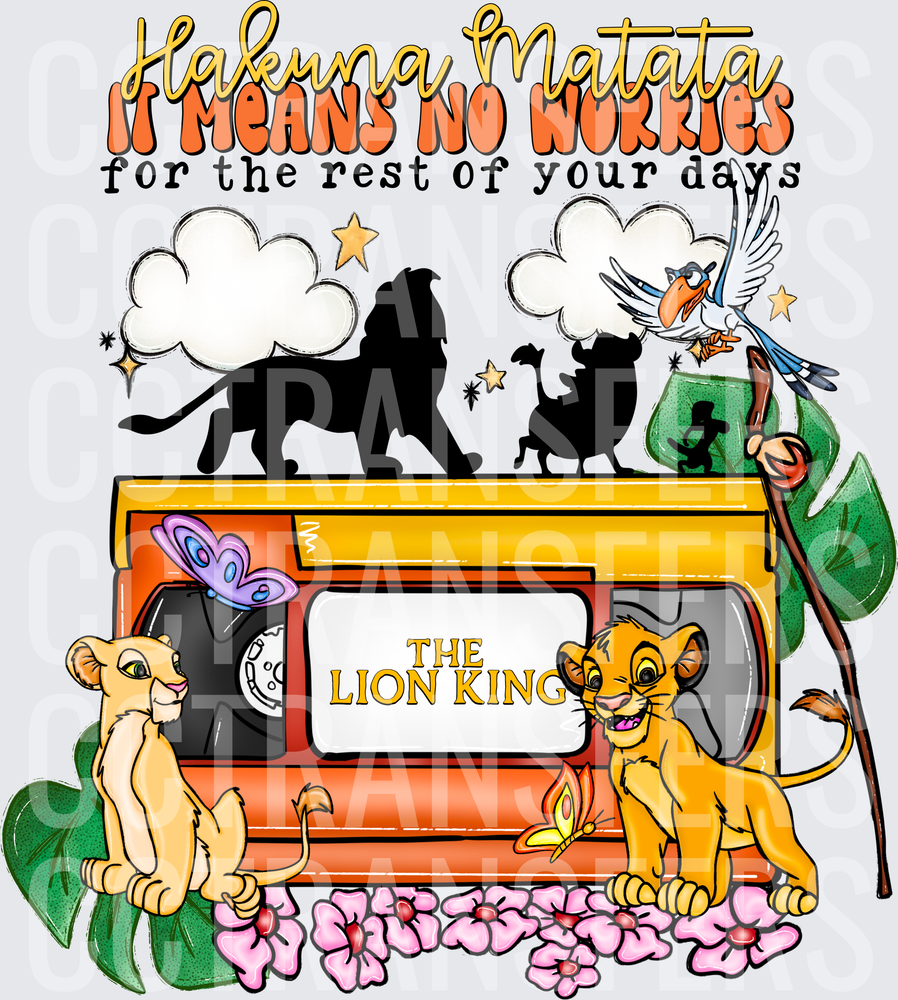 Hakuna Matata It Means No Worries VHS Lion Cubs (DTF)
