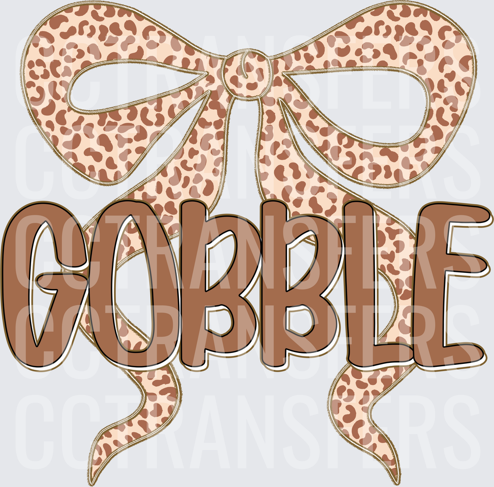 Gobble Leopard Print Bow Thanksgiving (DTF)