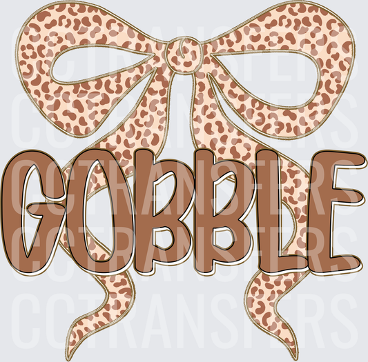 Gobble Leopard Print Bow Thanksgiving (DTF)