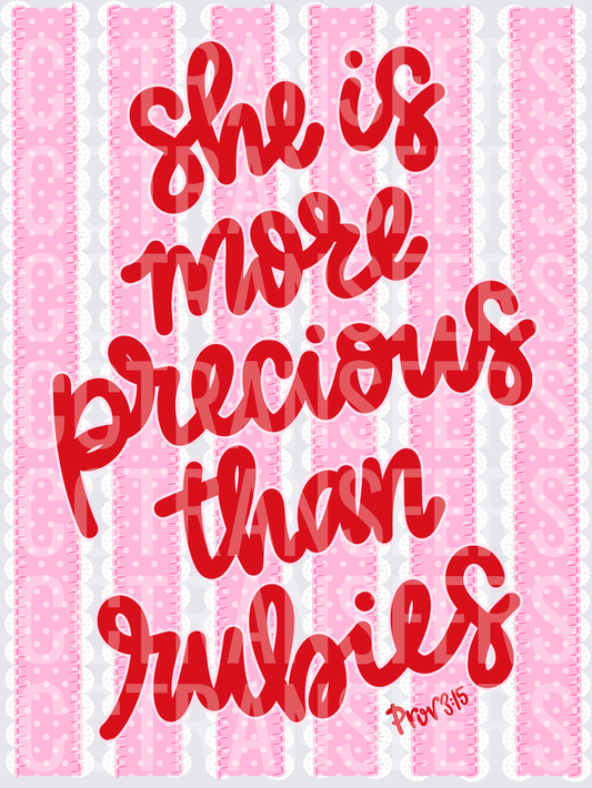She Is More Precious Than Rubies Prov 3:15 Pink Polka Dot (DTF)