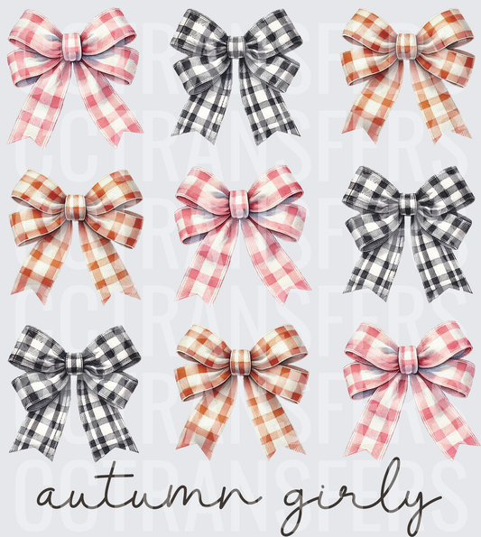 Autumn Girly Buffalo Plaid Bow Collection (DTF)