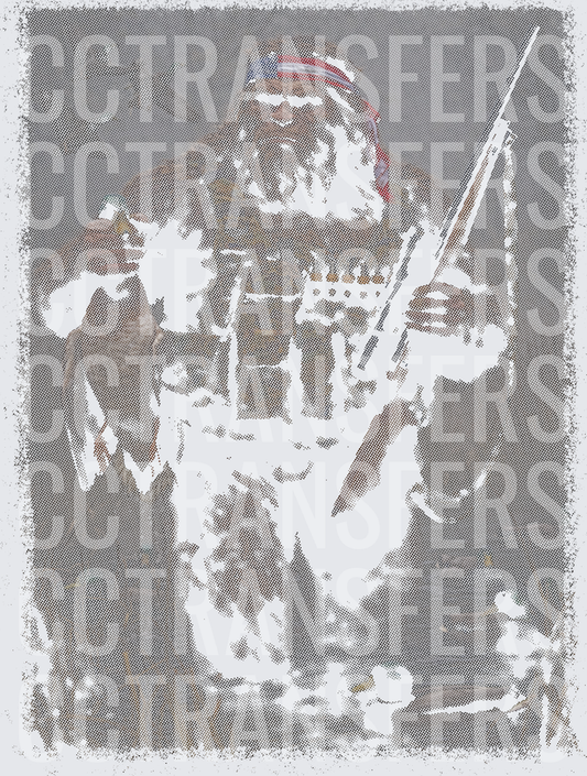 Bearded Hunter American Flag Bandana Holding Rifle (DTF)