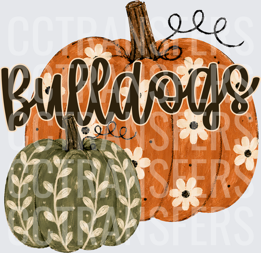 Bulldogs Fall Floral Pumpkin Duo (DTF)